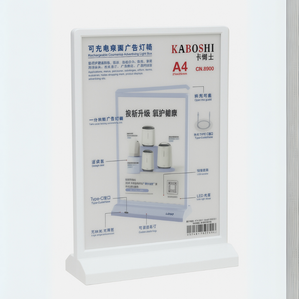 Kaboshi A4 Rechargeable LED Countertop Advertising Light Box